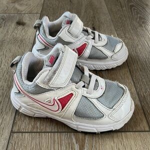 Nike Toddler Girl’s Athletic Shoes White, Silver and Pink